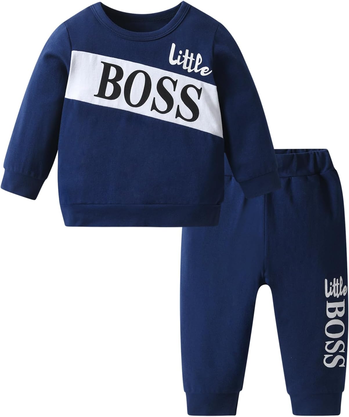 Kumsolu Toddler Baby Boy Clothes Long Sleeve Sweatshirt Trouser Set Tracksuit Outfits
