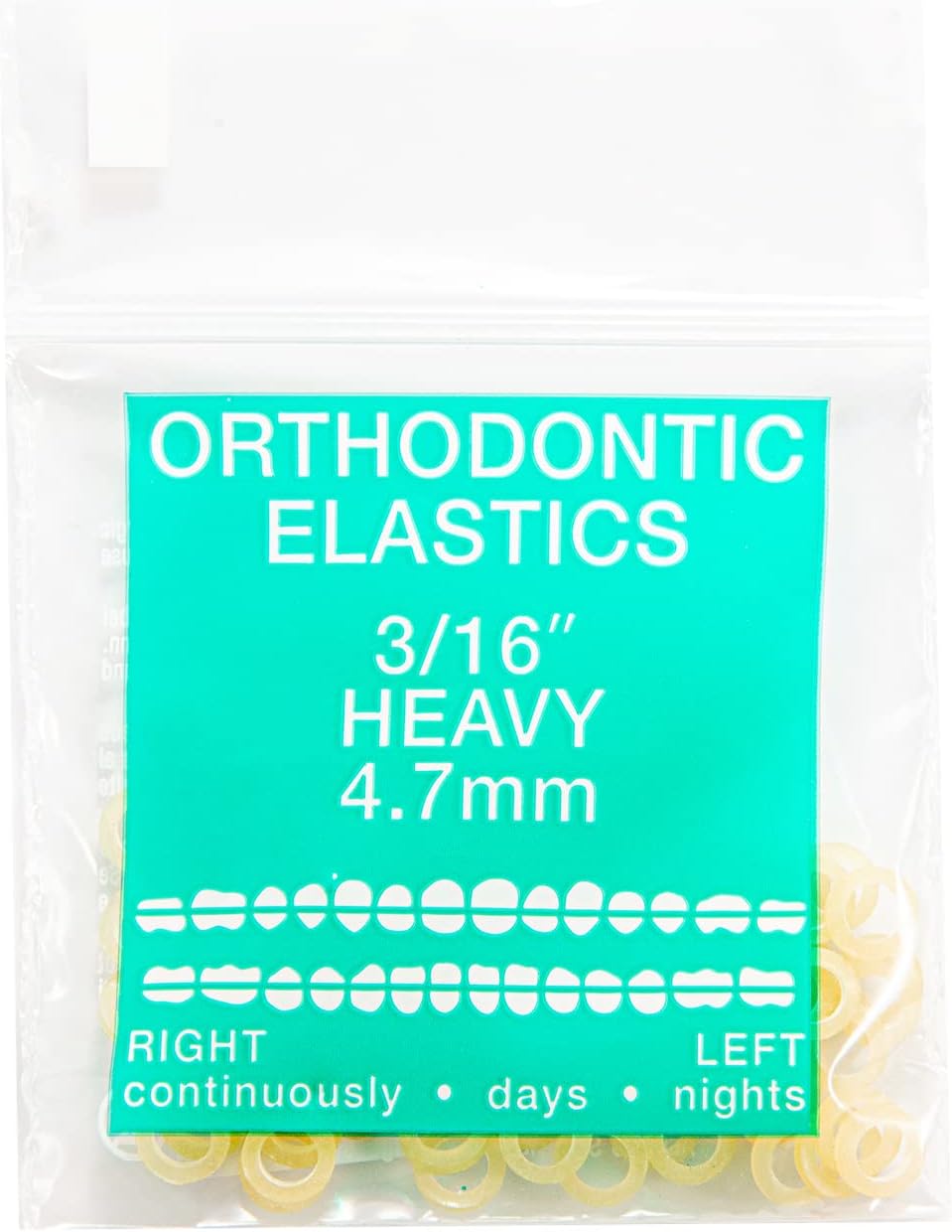 JMU Orthodontic Elastics 3/16 Heavy, 100 Pack Intraoral Dental Rubber Bands