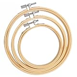 Cldamecy 3 Pieces Embroidery Hoops 4/5/6 inch,Round Bamboo Adjustable Frame Circle Ring Hoops for Embroidery,Cross Stitch,Ornament and Art Craft Sewing