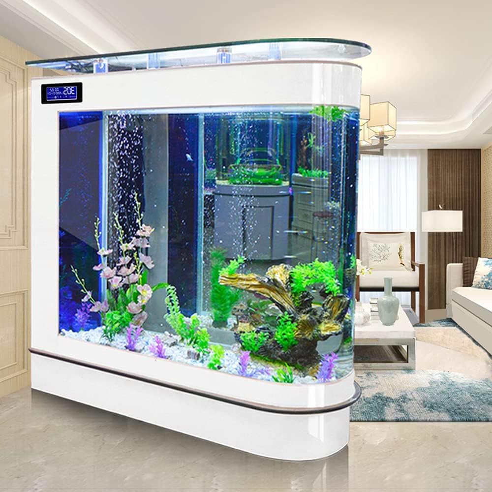 Aquarium Kit Upright Large Fish Tank Glass Fishbowl Glsaa Bar for Patios Living Office Room and Kitchen