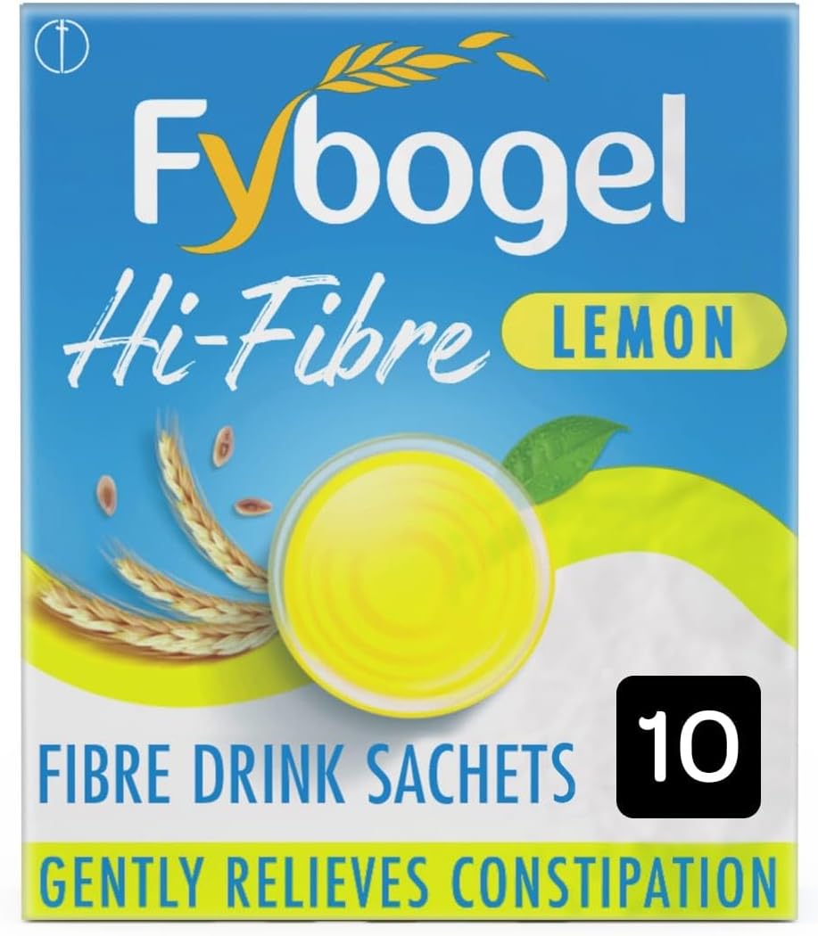 Fybogel Hi-Fibre Lemon Sachets - 10 Pack | Ispaghula Husk For Constipation, Regularity, Fast Digestion, And Nausea Relief | Natural Supplement For Effective Results