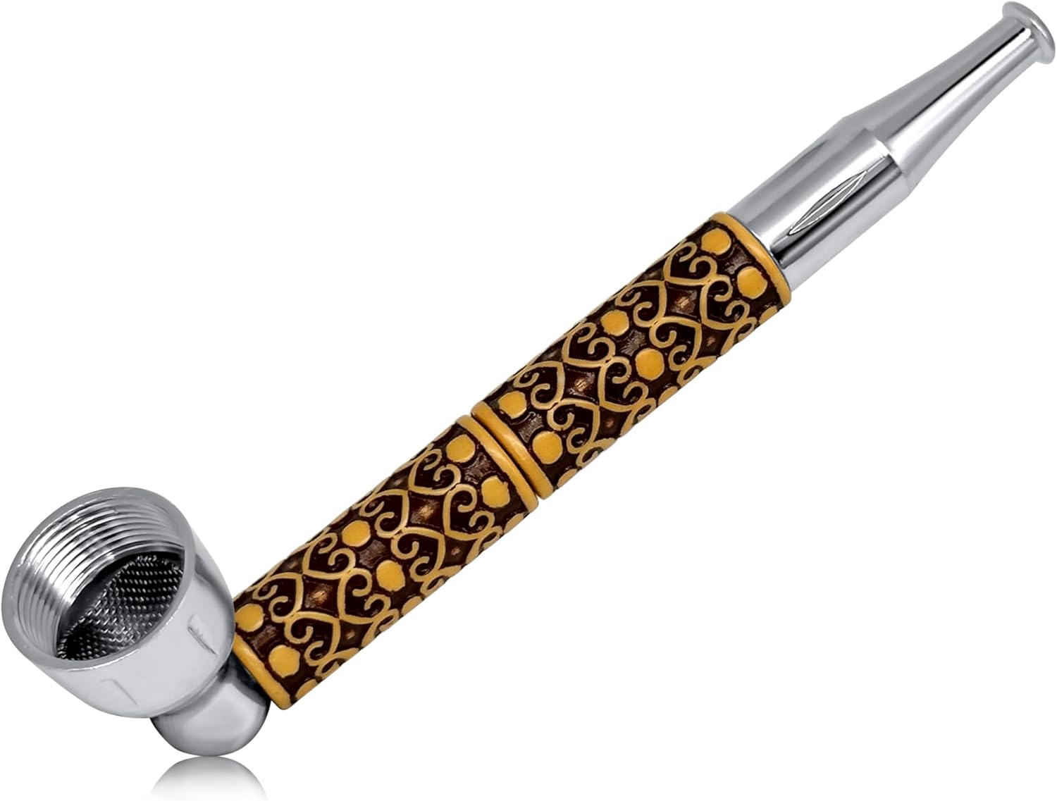 IBEST Smoking Pipe Tobacco | Metal | Deisgner Patterns | Silver, Chrome | Pack of 1 in Random Pattern and Colour | No Nicotine