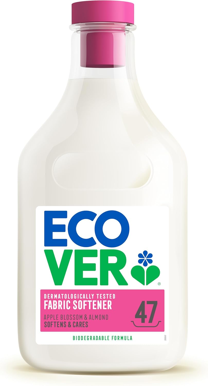 Ecover Fabric Softener, Fabric Conditioner to Soften Your Clothes, Fresh Apple Blossom & Almond Scent 1 x 47 Washes, 1 x 1.43L
