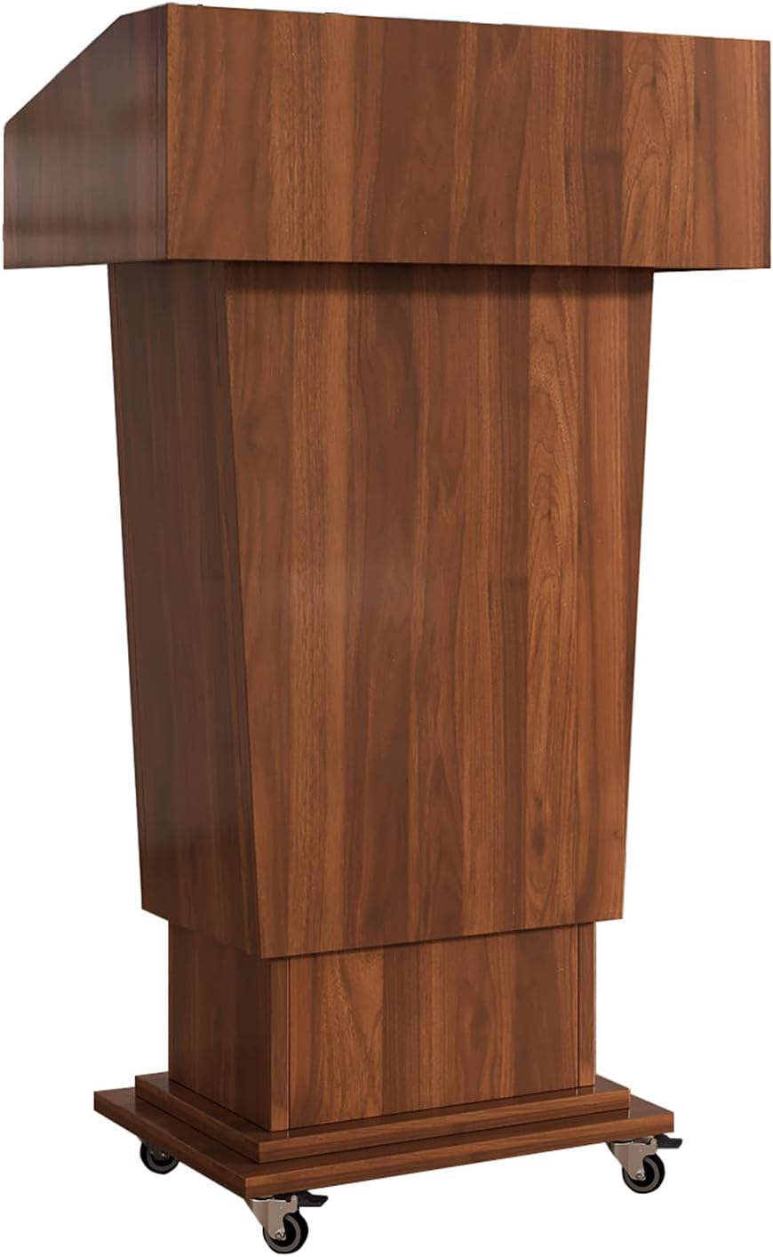 Mobile Podium 40"-53" Adjustable Height & Locking Casters | 25"x16" Blockboard Podium Lectern with Wheels for Classrooms, Auditoriums, Events