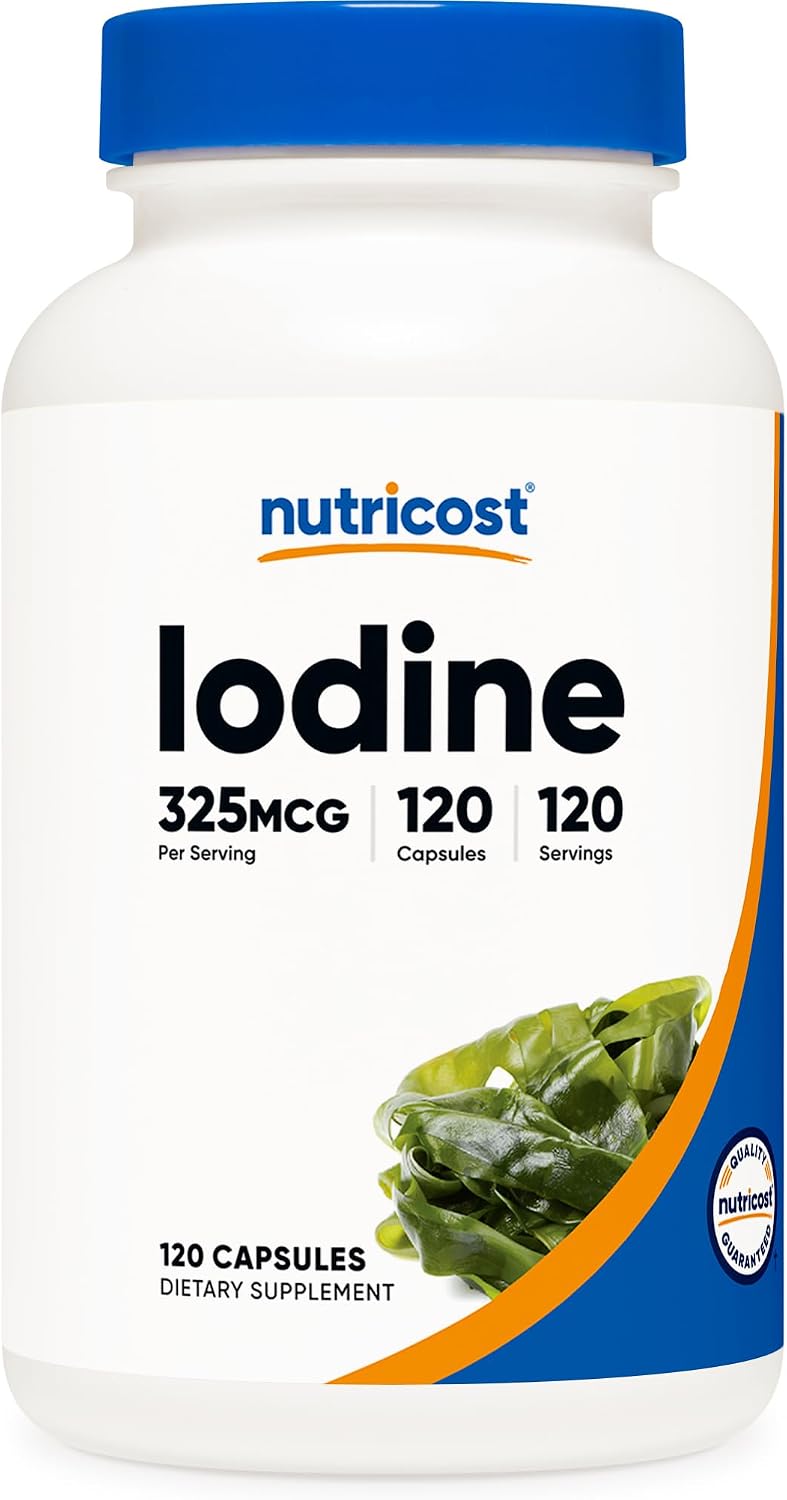 Nutricost Iodine (Natural Iodine from Organic Sea Kelp) 325mcg, 120 Capsules, Vegetarian, Non-GMO & Gluten Free