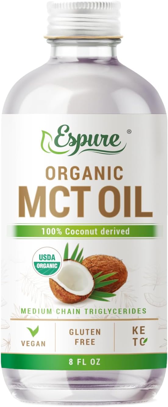 Organic MCT Oil, USDA Certified Organic, Glass Bottle, Non-GMO; 8oz
