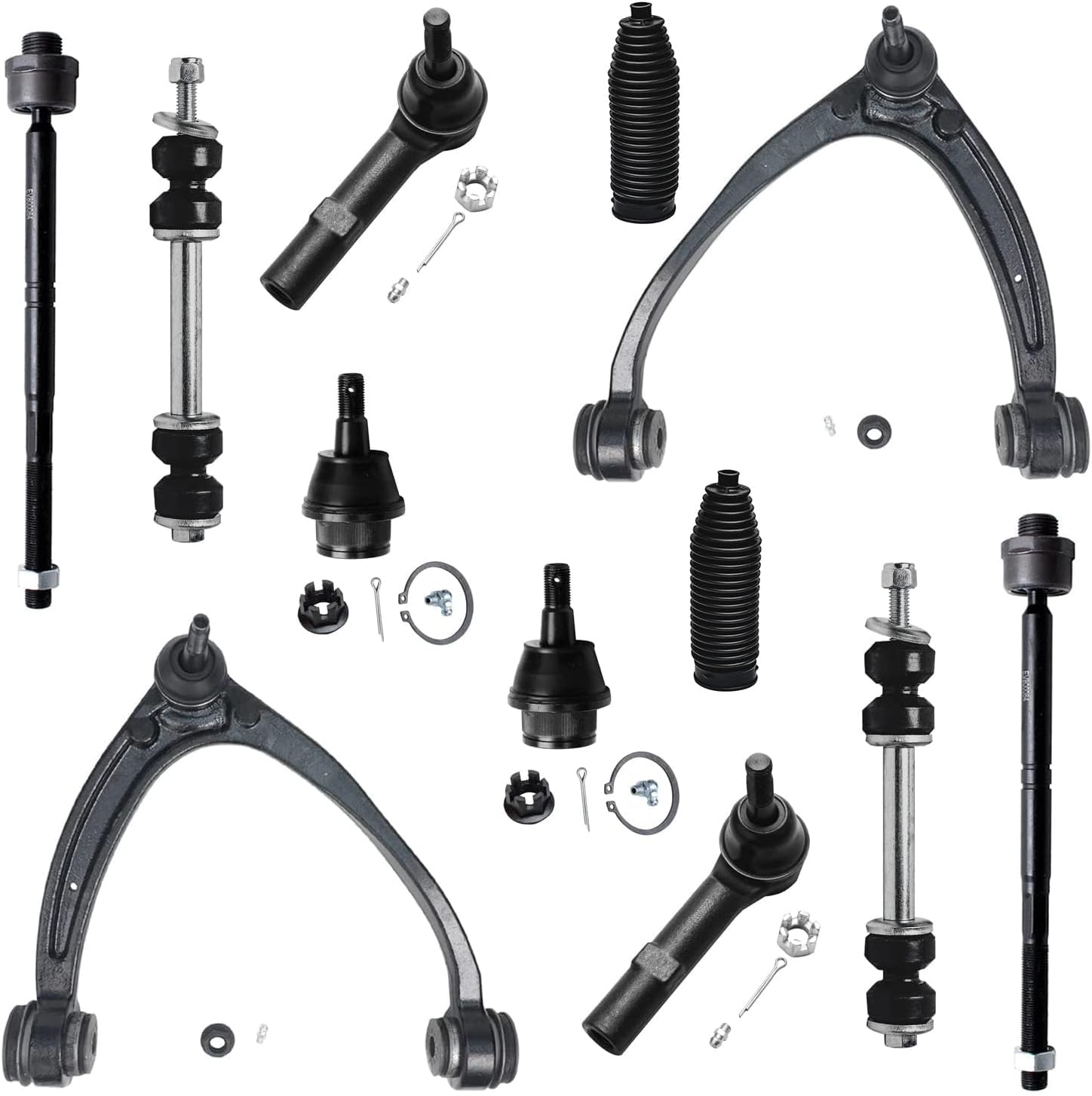 Detroit Axle - 12pc Front End Kit for GMC Chevy Silverado Sierra Suburban Yukon XL 1500 Tahoe Escalade ESV EXT 2 Upper Control Arms 2 Sway Bars 4 Tie Rods 2 Lower Ball Joints 2 Boots