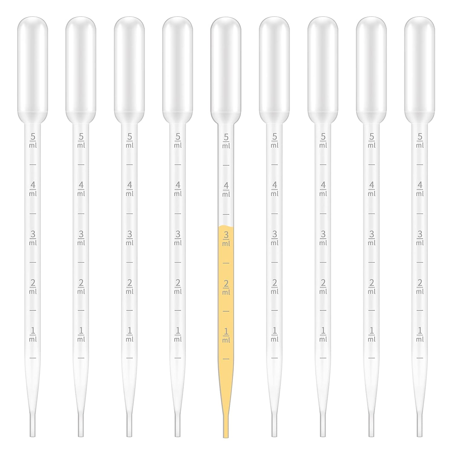 G2PLUS Plastic Transfer Pipette 5ml Washable Pasteur Pipettes Measuring Pipettors Disposable Dropper for Mixing Acrylic Paints and Lab, Pack of 100