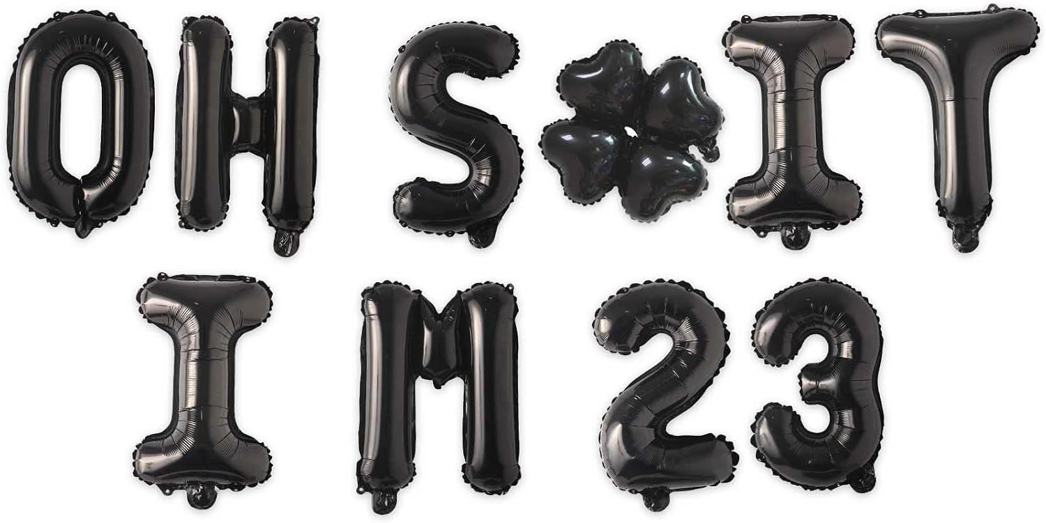 Oh I’m 23! Latex Balloons 16 Inch Black Hallo Twenty Three Cheers to 23 Years Old Theme Decor for Man Woman Happy 23th Birthday Party Photo Studio Prop Flag Decorations Favors Supplies