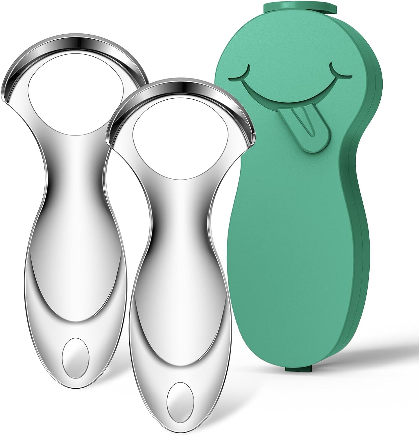 RONAVO Tongue Scraper, Short Handle for Optimal Control, Removes Tongue Coating/Fights Bad Breath, Metal Tongue Scraper with Elegant Green Travel Case