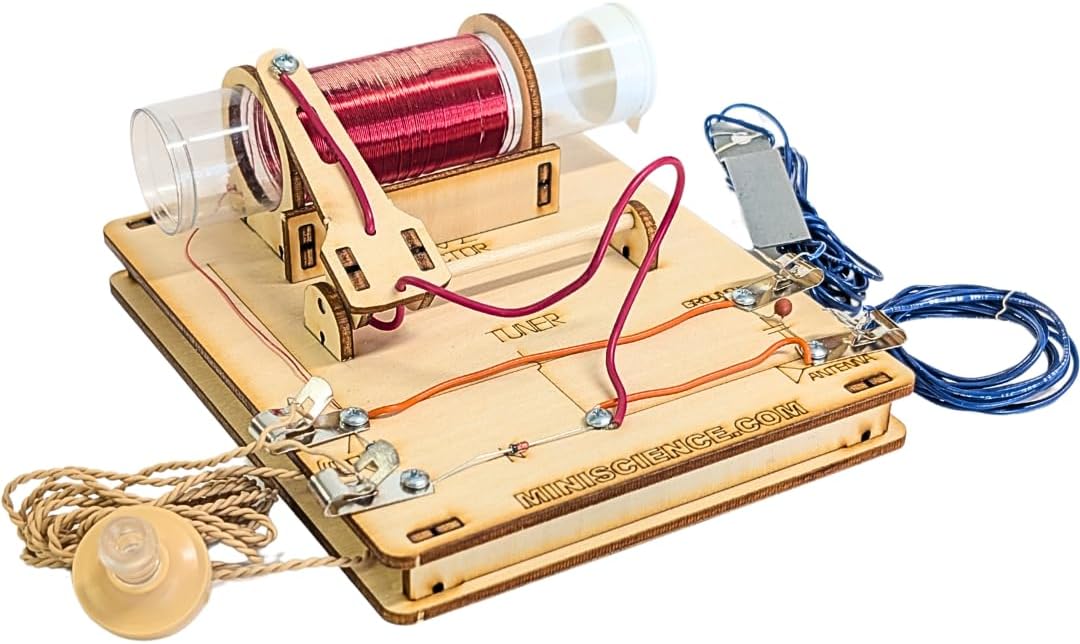 Crystal Radio - Advanced Kit – DIY AM Receiver for STEM & Science Projects | Educational | Electronic Components with Tuning Circuit | No Batteries or Soldering – Powered by Ambient AM Radio Waves