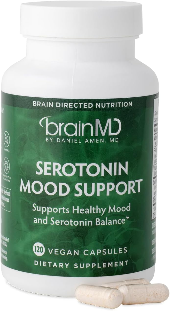 BRAINMD Dr Amen Serotonin Mood Support - 120 Capsules - Supports Healthy Serotonin Balance - Gluten Free - 30 Servings