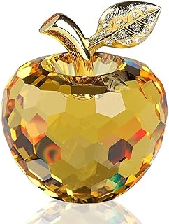 DOJOZ Crystal Apple Valentines Day Gifts Paperweight Craft Decoration Table top Ornament Statue Home Decor (Yellow)