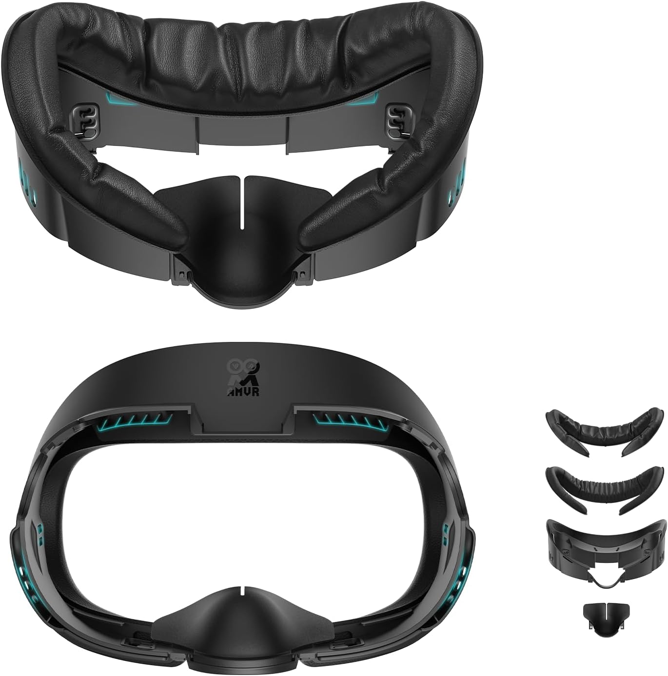 AMVR Face Cover Pad Facial Interface Compatible with Meta/Oculus Quest 3 Accessories, with Soft PU Face Cushion Pad Replacement for Q3 and Breathable Ice Silk Cotton