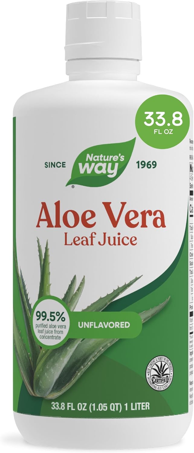 Nature’s Way Aloe Vera Leaf Juice, Flavorless Aloe Vera Juice, 33.8 Fl Oz