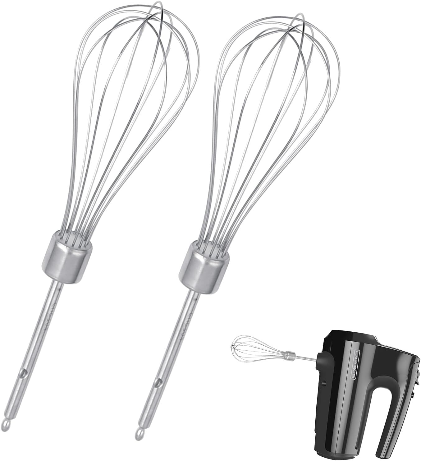 2 Pack Hand Mixer Turbo Beaters Compatible with BLACK and DECKER Electric Hand Held Mixer, Stainless Steel Replacement Parts, Beaters Electric Mixer Parts Accessories