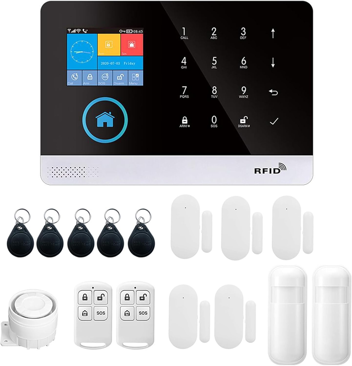 Swokely 433MHz Wireless WIFI + GSM Auto-dial Alarm Security System LCD Display Door Sensor Remote Control Compatible with Alexa Home Voice Control Smart Home Burglar Security Alarm System