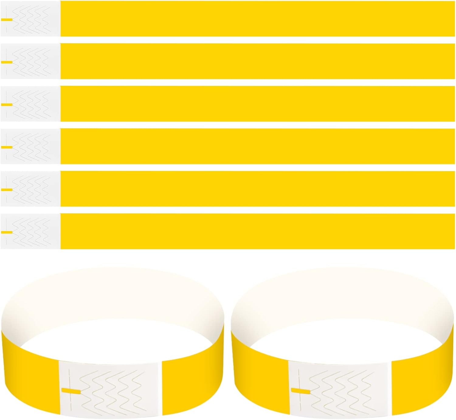 100 Pack Wristbands 3/4 inch, Event Wristbands Multicolour with Adhesive Closure, Event Bracelets Party Wrist Band, Paper ID Wristband for Club Festival Waterparks Security, Yellow