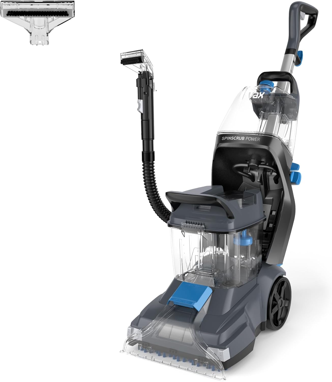 Vax SpinScrub Power Carpet Cleaner, Carpet Cleaning Machine, Stain Remover, 6 Year Guarantee, XL Capacity, Quick Dry Time, Deep Clean, Grey/Navy Blue, CDCW-SSXS