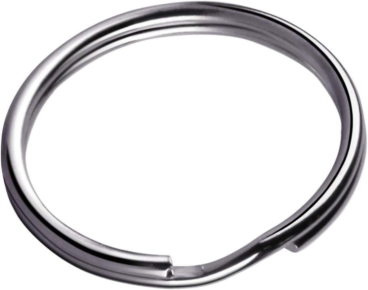 KINGFOREST 100-Pack Split Key Rings (1 Inch/25mm) - Silver Nickel Metal Keychain Rings for Keys, DIY Crafts, Bags & Accessories - Durable Bulk Keyring Hardware with Smooth Edges
