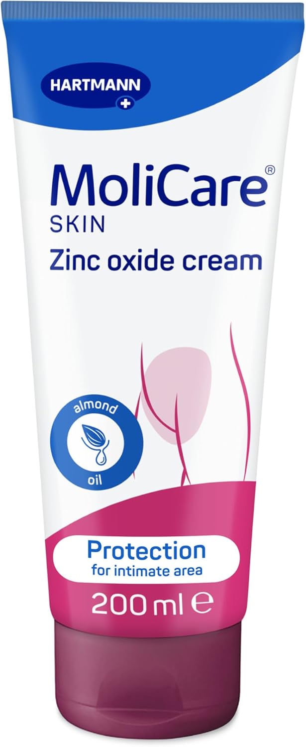 MoliCare® Skin Zinc Oxide Cream – Anti-Inflammatory & Nourishing Protection | Also suitable for adults with incontinence stressed skin | Soothes Stressed & Irritated Skin | 200ml