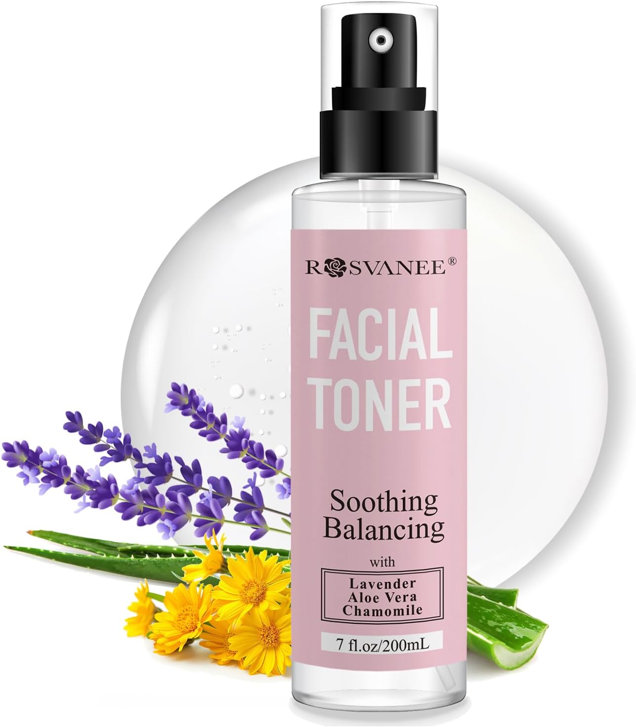 ROSVANEE Face Mist Spray Hydrating Peptides Facial Toner with VC, Lavender, Niacinamide, HA, Soothing & Balancing, Oil Control, Anti-Wrinkle, Vegan, Fragrance&Alcohol-Free 200mL