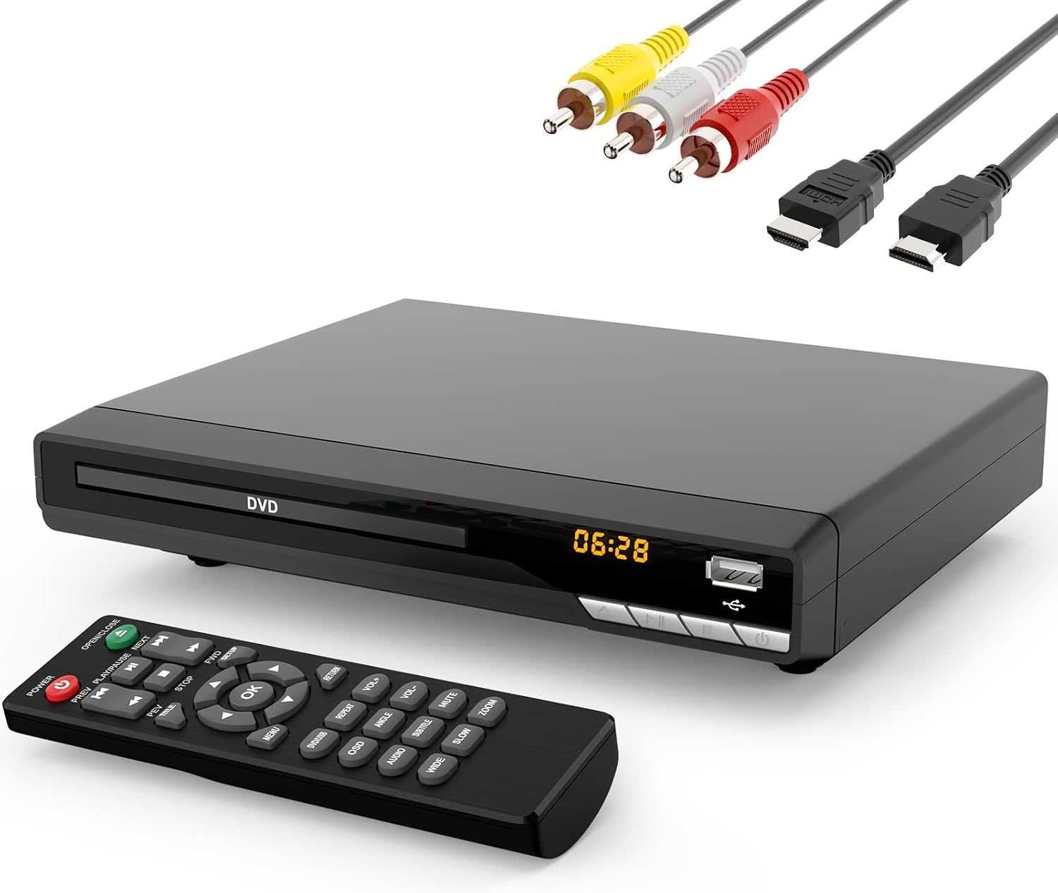 DVD Players for TV with HDMI,Plays All Regions and Formats,CD Players for Home,Support 1080P Video/CD/DVD/VCD/JPEG/USB, Remote, HDMI and RCA Cables Included (2026 New Model)
