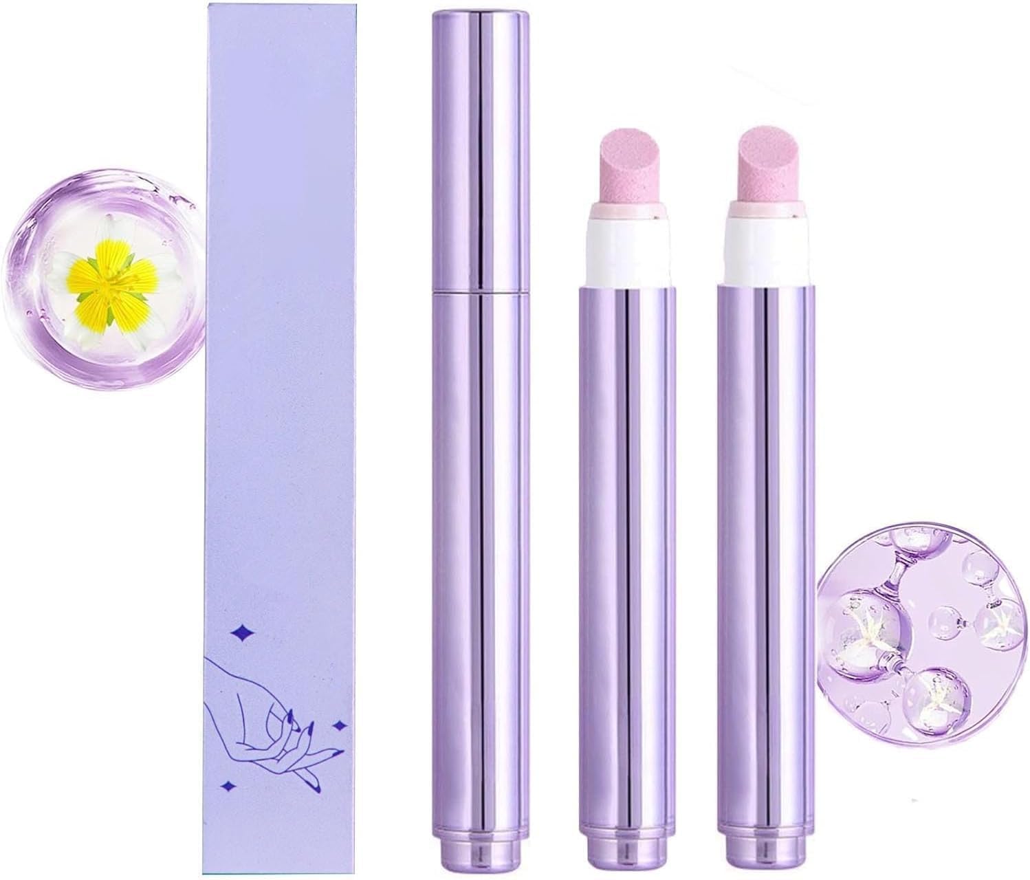 2-In-1 Cuticle Oil Pen,Cuticle Pusher Nail Oil Pen With Ceramic Tip,Nail Cuticle Remover Pen, Nail Buffer Pen for Hangnails, Dry & Damaged Nails (2)
