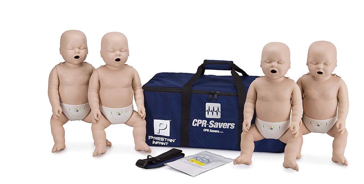 CPR Savers Prestan Professional Infant CPR Training Manikin with 2019 AHA Feedback Monitor, Medium Skin, 4-Pack, PP-IM-400M-MS