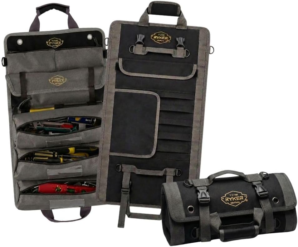 Ryker PRO Heavy Duty Motorcycle Tool Roll Up Bag w/Socket Wrench Organizer