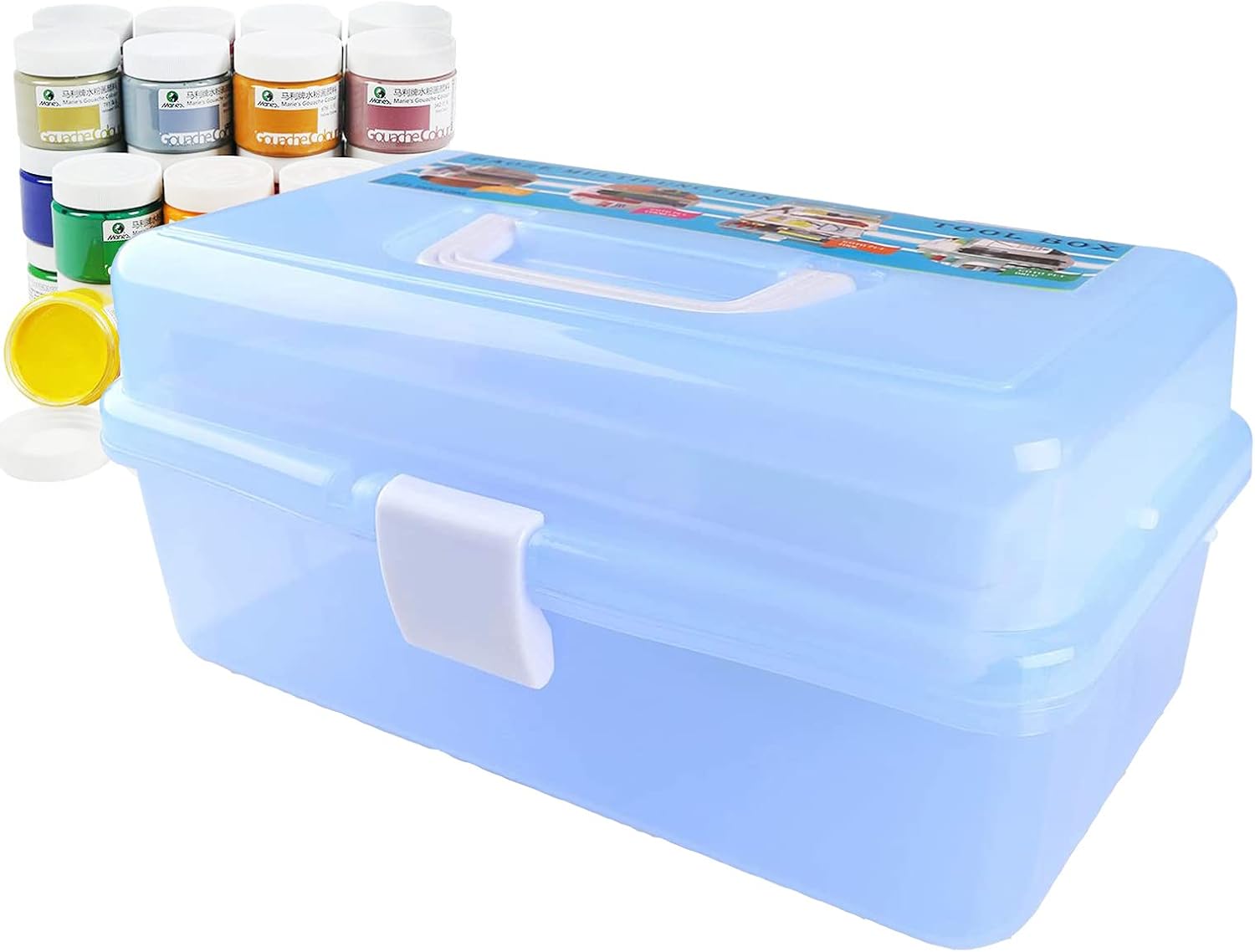Anjing Cantilever Craft Storage Box, 3-Tier Multi-Purpose Art Organiser Case for Hobby Materials, Tools, Toys & Cosmetics | Portable Plastic First Aid Medicine Box