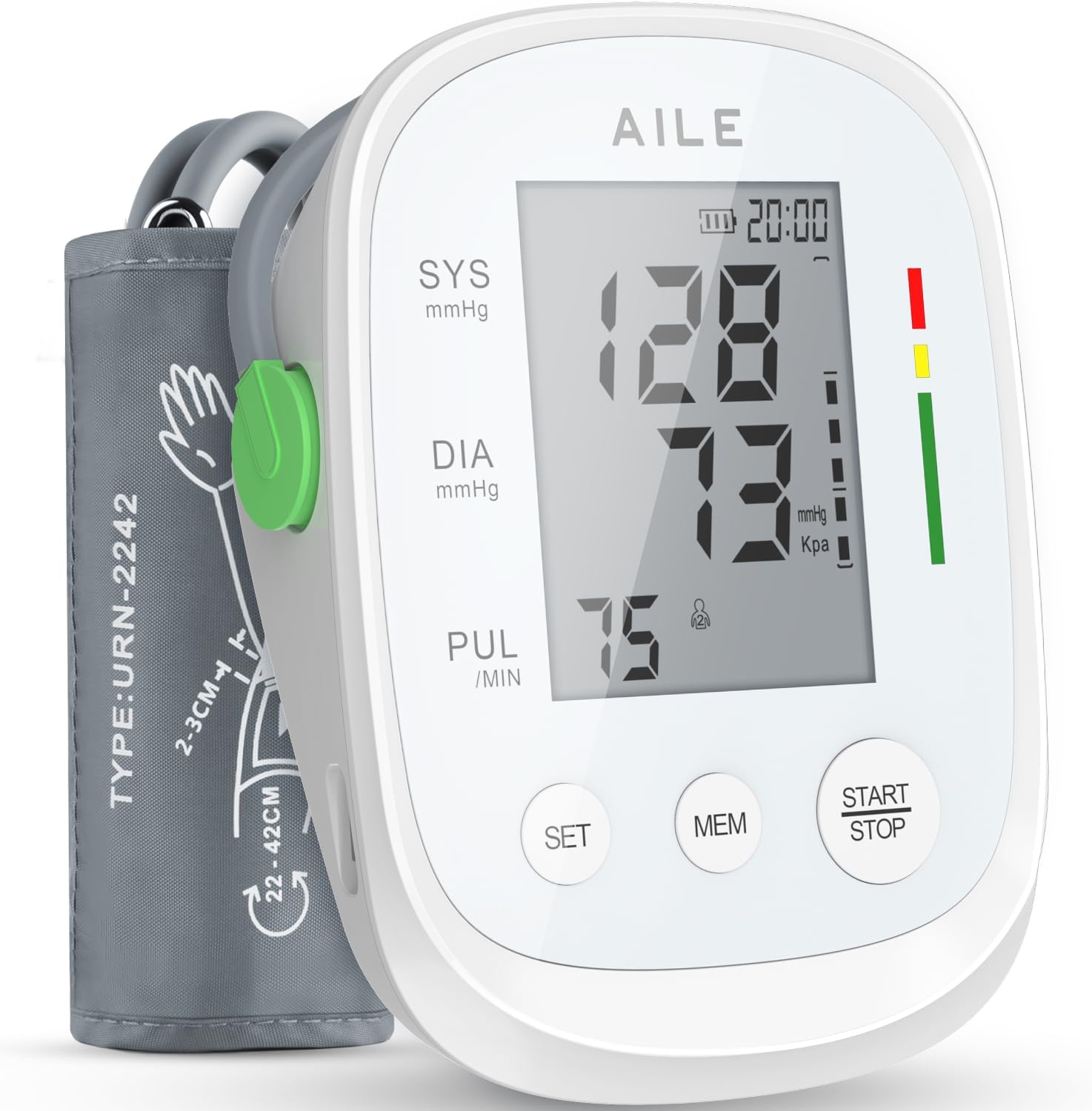 Blood Pressure Monitor, AILE Blood Pressure Machine Upper Arm Large Cuff(8.7"-16.5"), High Automatic Blood Pressure Monitors Cuff for Home Use, (BP) Manual Arm Blood Pressure Monitors, 2 * 99 Memory