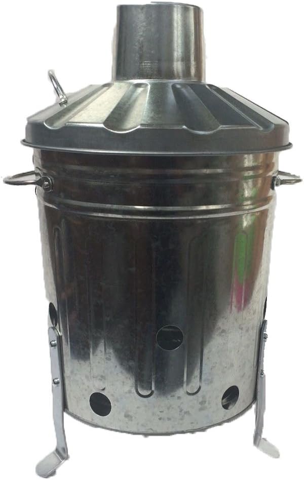 Srendi® 15 Litre 15L Mini Incinerator Small Heavy Duty Galvanised Metal Recycle Garden Rubbish Fire Burning Leaves Paper Fire Bin