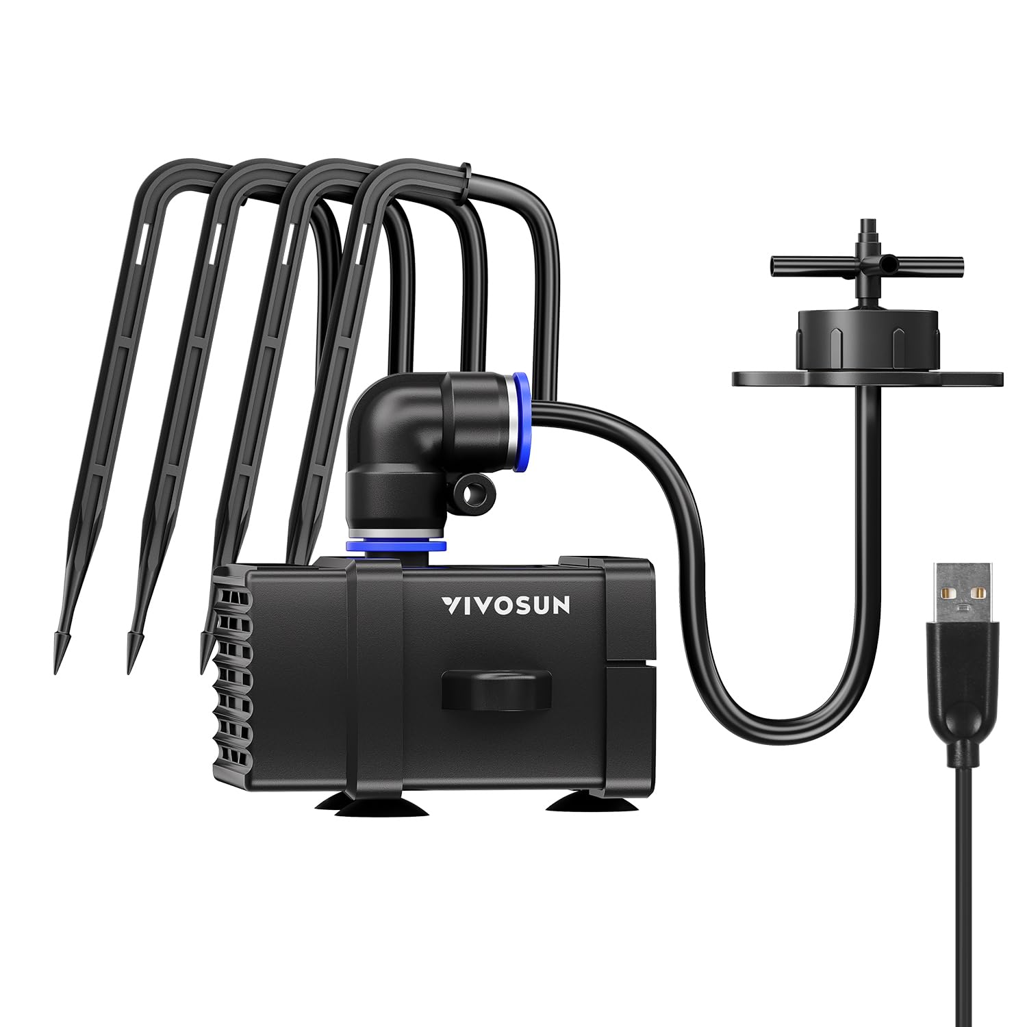 VIVOSUN FlexFeed Drip Irrigation Kit, 4W Automatic Irrigation System with Pump & 4 Drip Emitters, App-Controllable Professional Plant Watering Drip Kit for VGrow Smart Grow Box