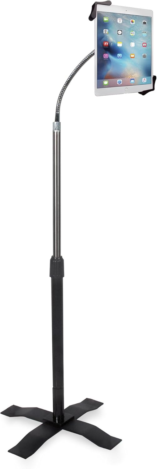 Gooseneck Floor Stand – CTA Height-Adjustable Gooseneck Floor Stand with 360-Degree Rotation and Adjustable Pole for 7-13” Tablets Including iPad 7th/8th/9th Gen. 10.2”, iPad Air 4 & More (PAD-AFS)