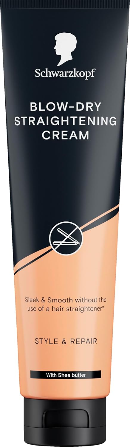 Schwarzkopf Blow-Dry Straightening Cream 150 ml, Style & Care, Straighter Hair without the Flat Iron, Styling Cream for Hair, Blow-dry & Anti Frizz