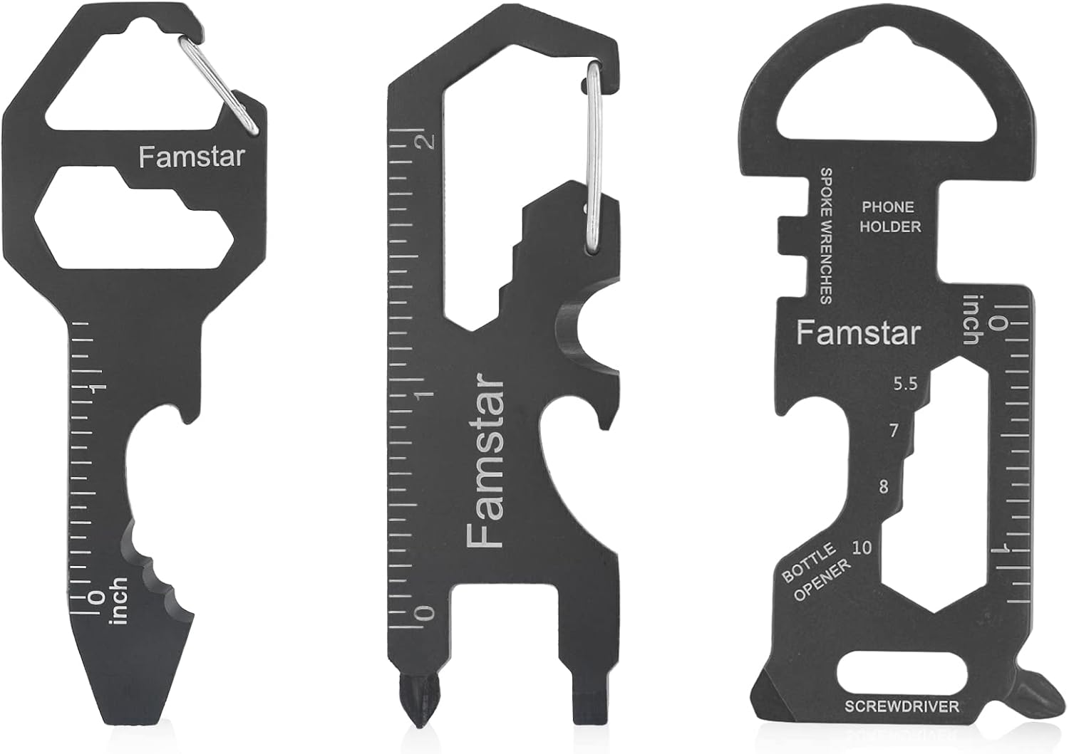 Keychain Multi-tool 3Pack Metal Pocket Tool Portable No rust Wrench for Screw,ruler and bottle opener,19 in 1 Total Routine maintenance.