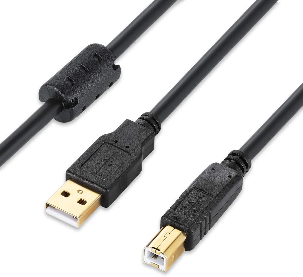 XBOHJOE USB 2.0 Printer Cable - 2m/6ft USB A to B Male for HP, Canon, Lexmark, Epson, Dell and More - Black