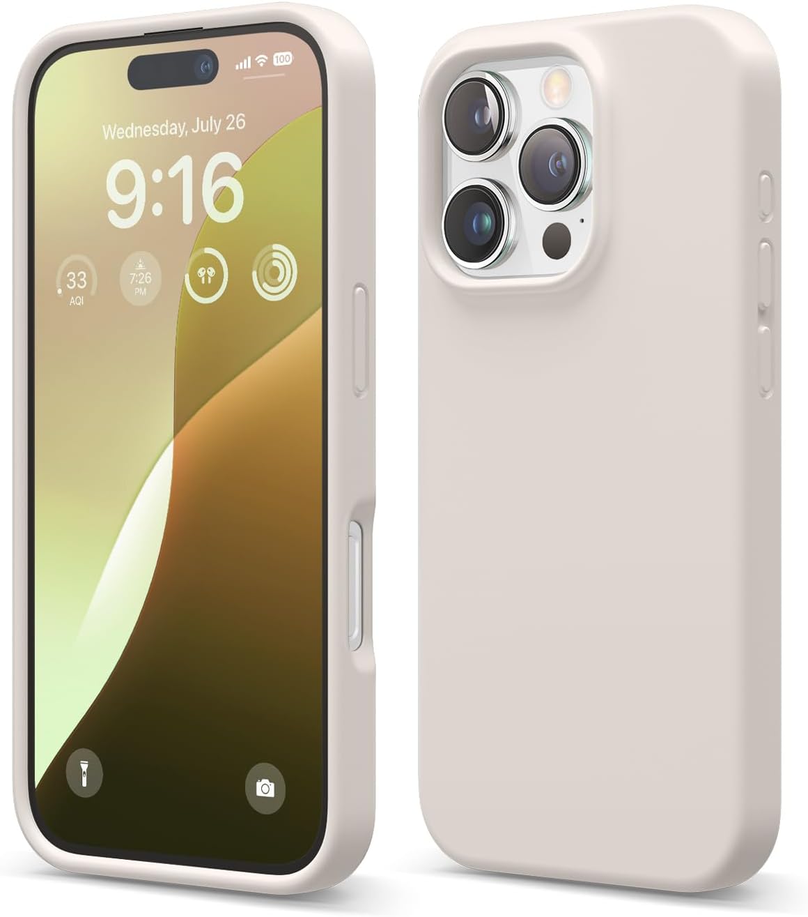 elago Compatible with iPhone 16 Pro Case, Premium Liquid Silicone Case, Full Body Protective Cover, Shockproof, Slim Phone, Anti-Scratch Soft Microfiber Lining, 6.3 inch (Stone)