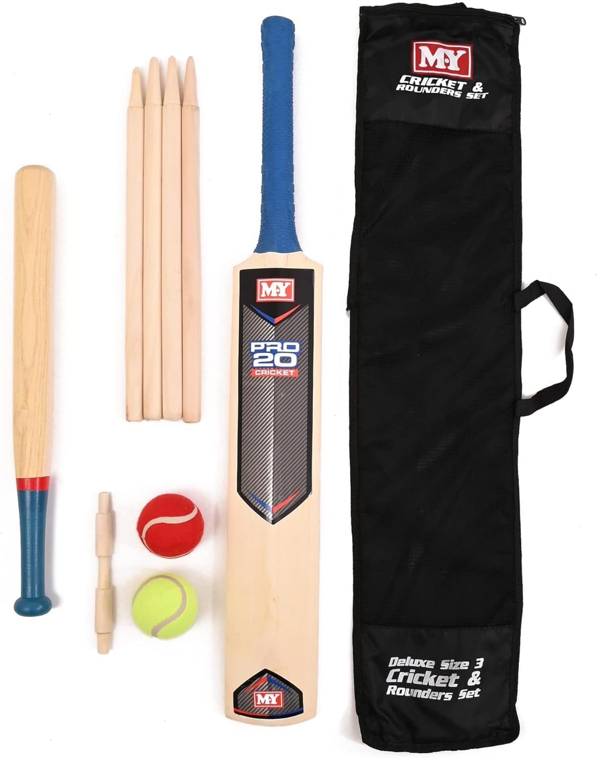 Unibos Cricket Set | In Mesh Carry Bag |available in | size 3, 5 Suitable 2 in 1 Cricket & Rounder Set | for approximate | ages 8-12 years (2 in 1 Cricket & Rounders Set)