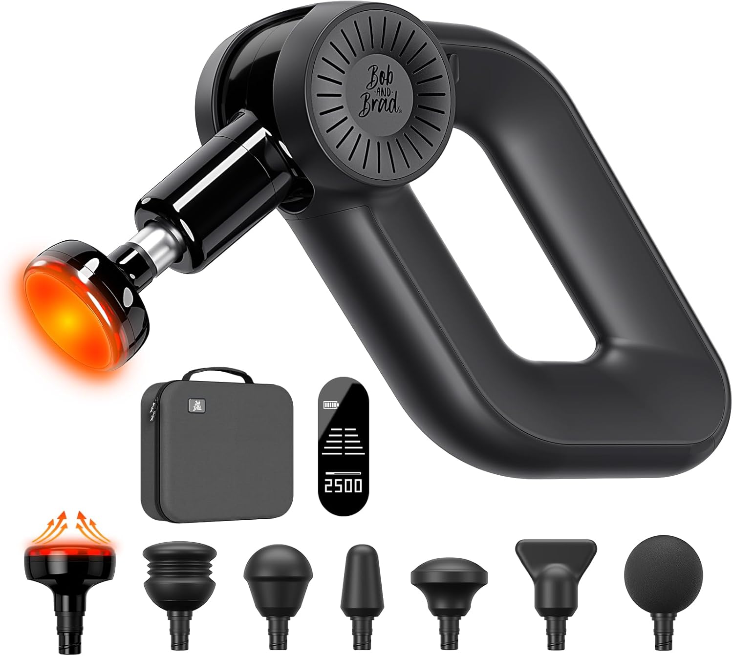 BOB AND BRAD D6 Pro Plus Massage Gun with Heat, Deep Tissue Percussion with 16mm Amplitude, Professional Muscle Massager Gun for Athletes, Quiet Electric Handheld Massager, FSA and HSA Eligible