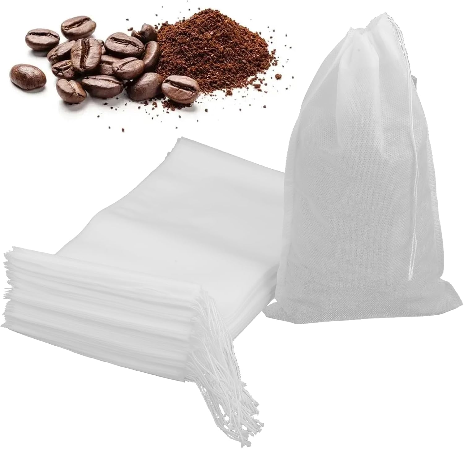 50 Pcs Cold Brew Bags Disposable Coffee Filter Bag 6x10 Inch Cold Brew Bag No Mess Tea Filter-Bags for Iced Coffee Hot Tea Spice Fine Mesh Brewing Bags with Drawstring