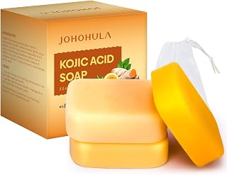 Kojic Acid Dark Spot Remover Soap Bars with Vitamin C, Retinol, Collagen, Turmeric - Smooth for Face and Body, Firm and smooth skin - 3 X 100g Bars
