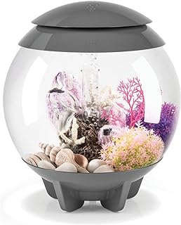 biOrb Halo 15 Acrylic 4-Gallon Aquarium with Multi-Color Remote-Controlled LED Lights Modern Compact Tank for Tabletop or Desktop Display, Gray
