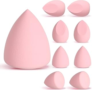 8pcs Makeup Sponge Set - Professional Blender Sponge - Soft Concealer Sponge for Foundation, Liquid, Powder - Ideal for Women, Pink