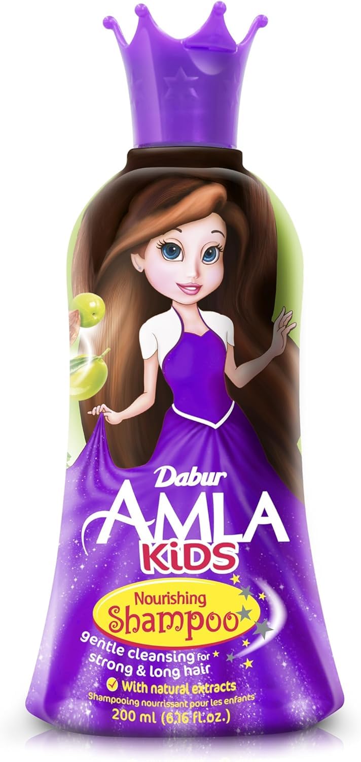 Dabur Shampoo, 200 ml - Nourishing Shampoo for Kids with Natural Formula, Enriched with Amla, Almond, Olive oil and Shikakai, Gentle Cleansing For Stronger Hair