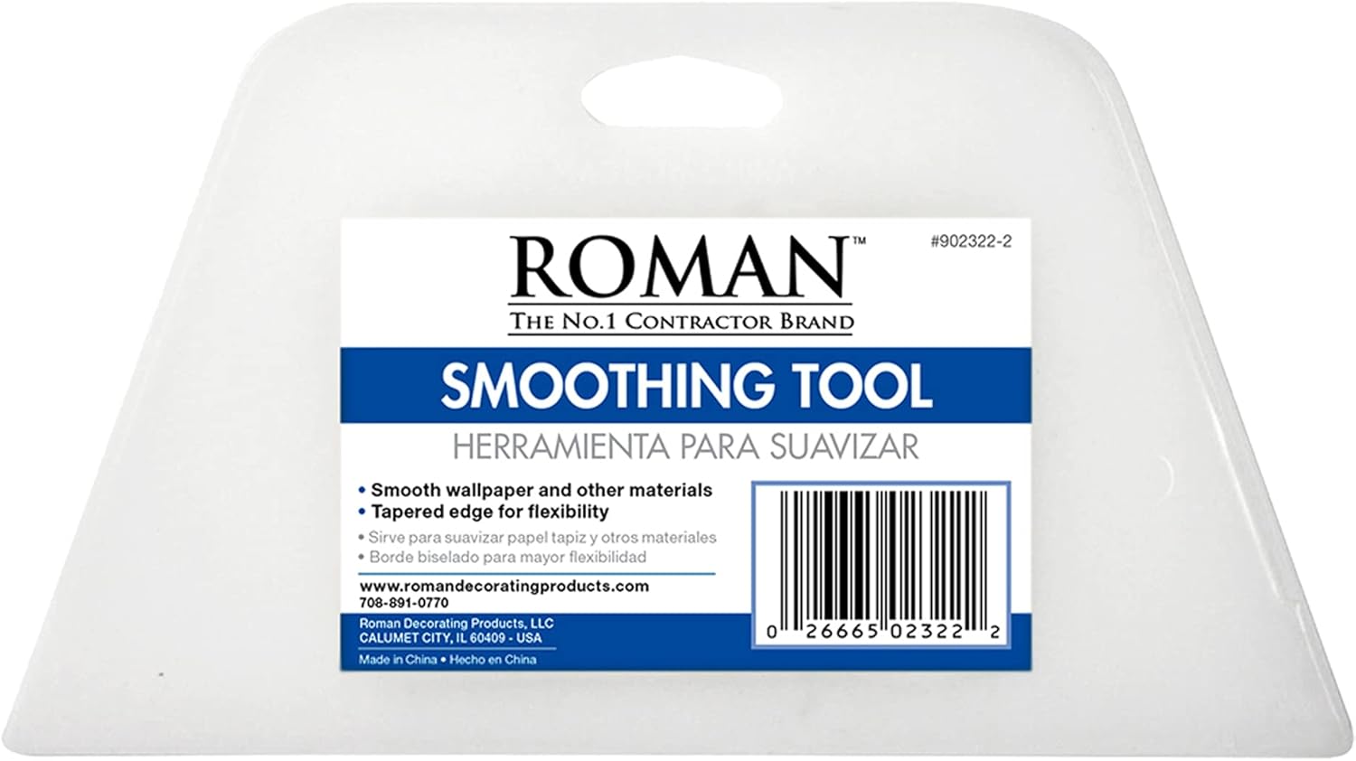 ROMAN’s Wallpaper Smoothing Tool for Home Improvement, Wallpaper Smoother for Installation, 7.75-Inch Wide, Plastic, White