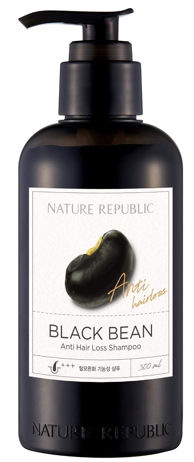 Nature Republic Black Bean Anti Hair Loss Shampoo - Effective for Thinning Hair and Hair, Gloss, Nourish, Hydration, Shine 300ml /10.14 Oz