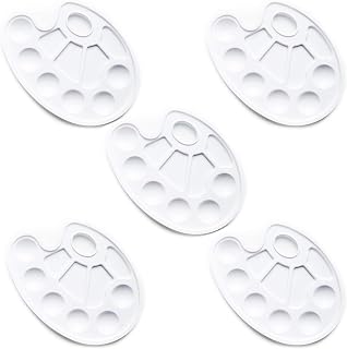 Oval Paint Tray Artist Mixing Plastic Paint Palette with Thumb Hole… (Pack of 5)
