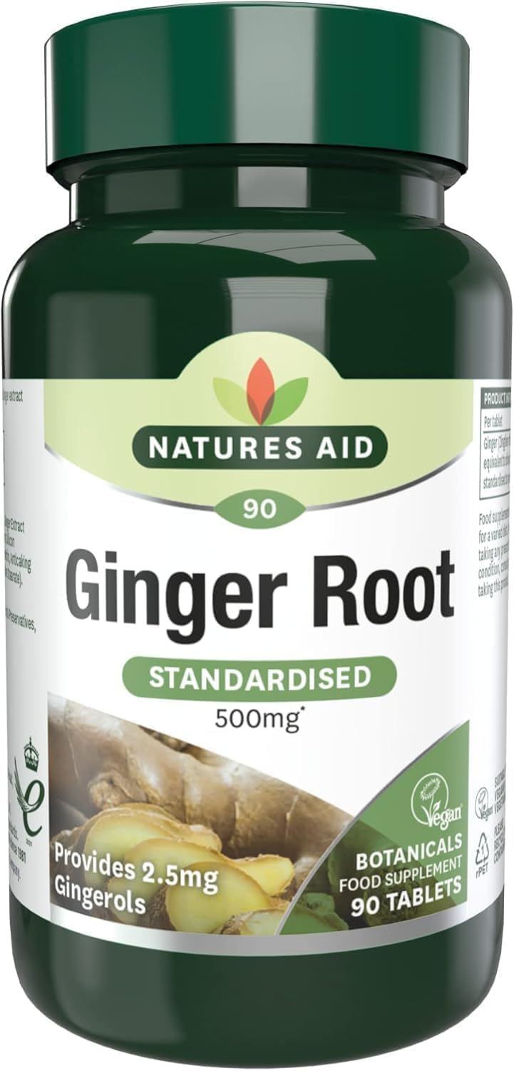 Natures Aid Ginger Root 500mg Supplement – 90 Tablets